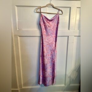 Paper Heart Lavender Floral Satin Slip Dress – XS